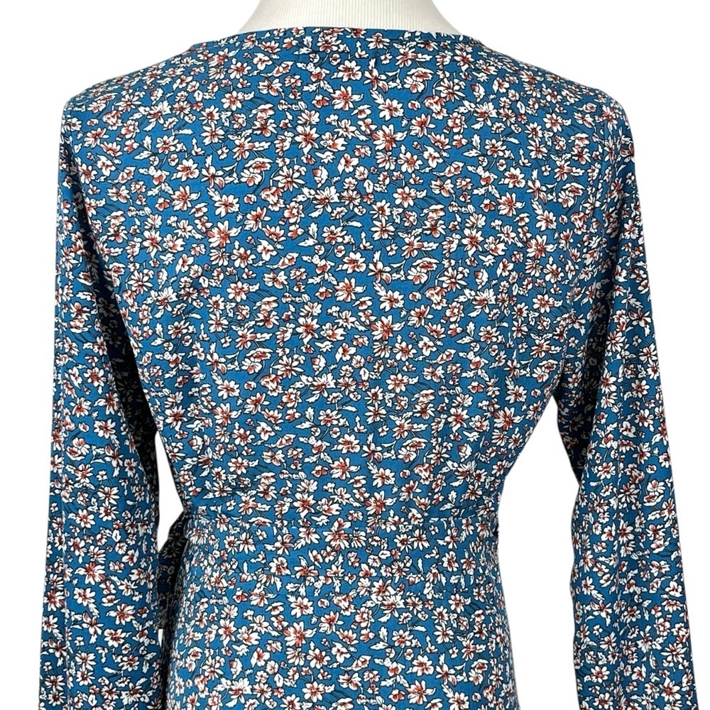 Pretty Garden Women’s Floral Cottagecore Wrap Teal Dress Size Small - Picture 4 of 13